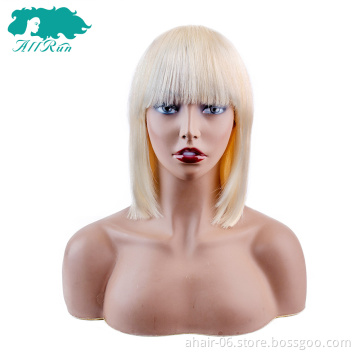 10A Top Grade Golden Color Brazilian Virgin Hair 613 Bob Wigs Cheap Wholesale , New Style And Fashionable Bob Wigs With Bangs